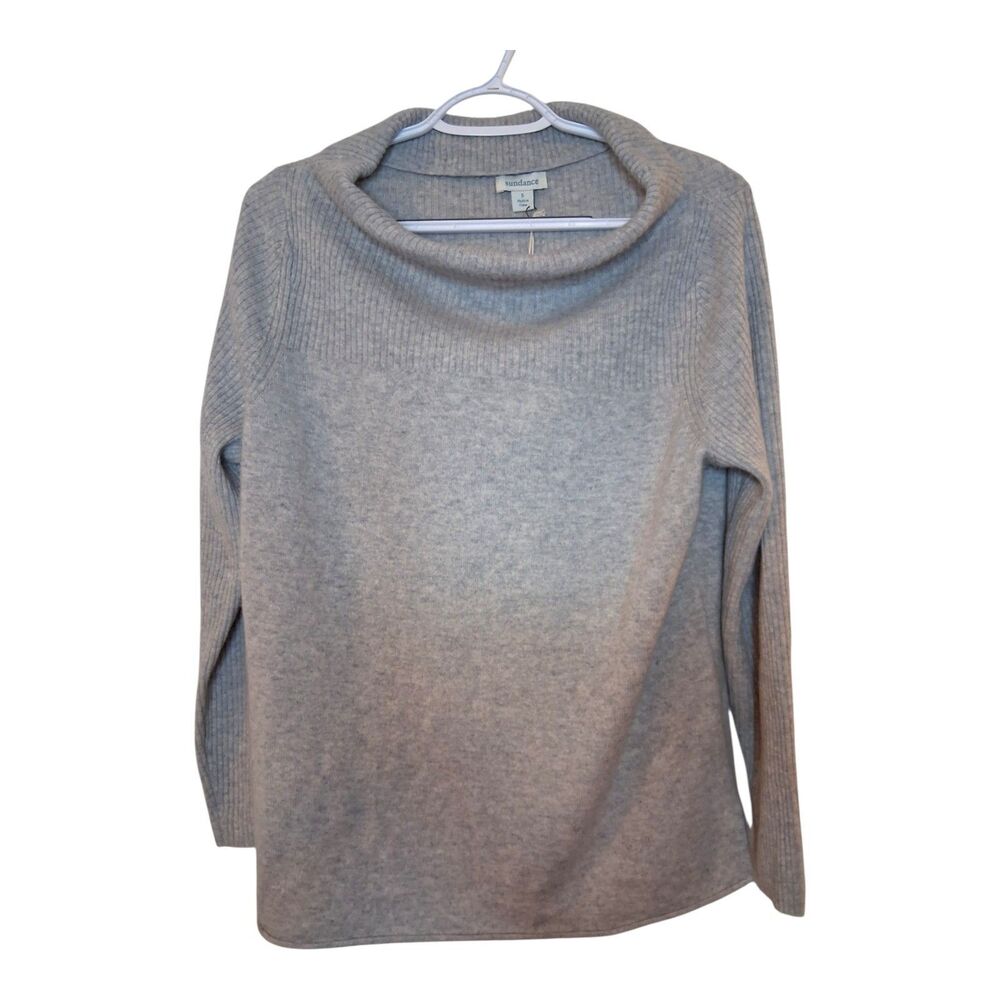 Sundance Cashmere Sweater Women's Small Cowlneck Gray Cowl Neck Luxury Soft